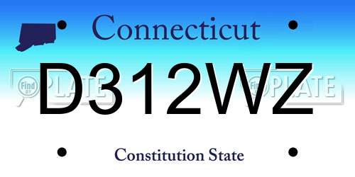 D312WZ Connecticut License Plate