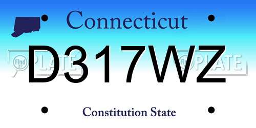 D317WZ Connecticut License Plate