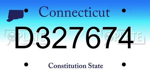 D327674 Connecticut License Plate