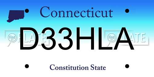 D33HLA Connecticut License Plate