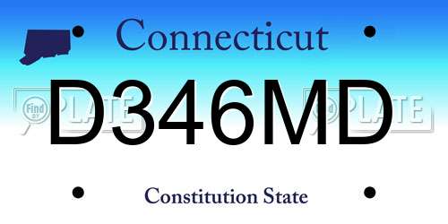 D346MD Connecticut License Plate