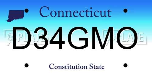 D34GMO Connecticut License Plate