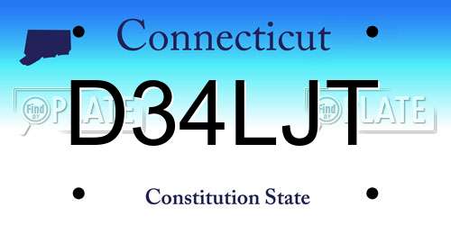 D34LJT Connecticut License Plate