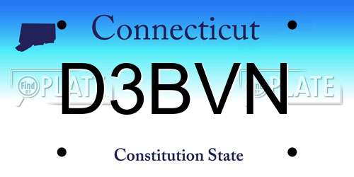 D3BVN Connecticut License Plate