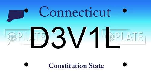 D3V1L Connecticut License Plate