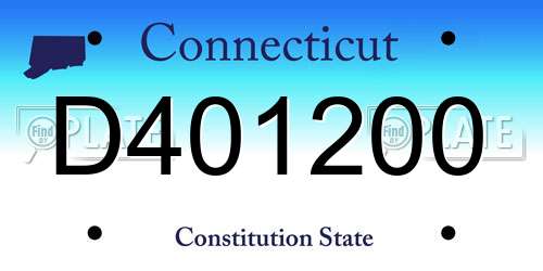 D401200 Connecticut License Plate