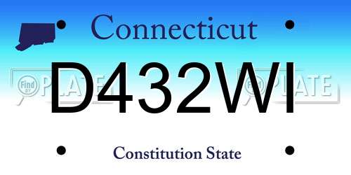 D432WI Connecticut License Plate