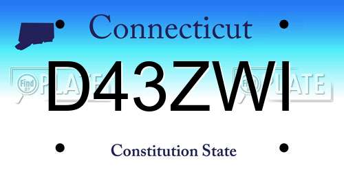 D43ZWI Connecticut License Plate
