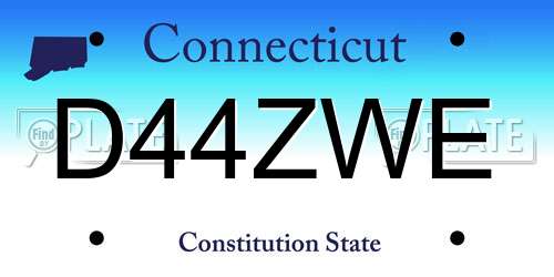 D44ZWE Connecticut License Plate