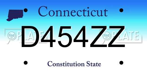 D454ZZ Connecticut License Plate