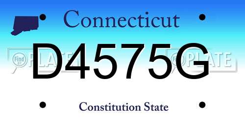 D4575G Connecticut License Plate