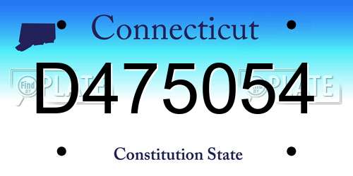 D475054 Connecticut License Plate