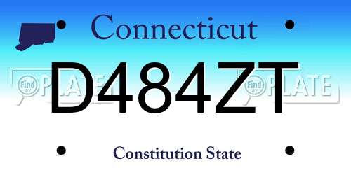 D484ZT Connecticut License Plate