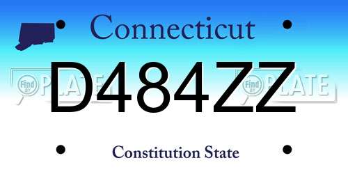 D484ZZ Connecticut License Plate