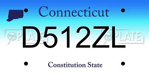 D512ZL Connecticut License Plate