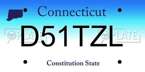 D51TZL Connecticut License Plate
