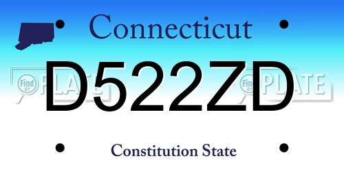 D522ZD Connecticut License Plate