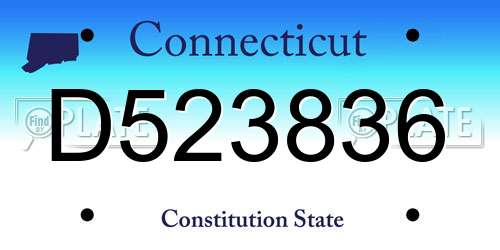 D523836 Connecticut License Plate