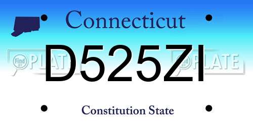 D525ZI Connecticut License Plate
