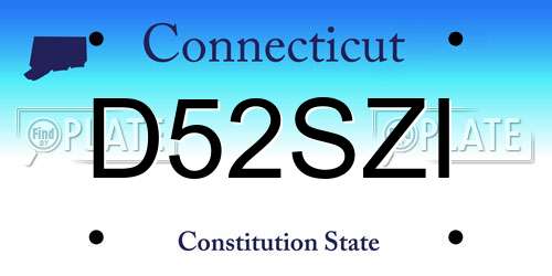 D52SZI Connecticut License Plate