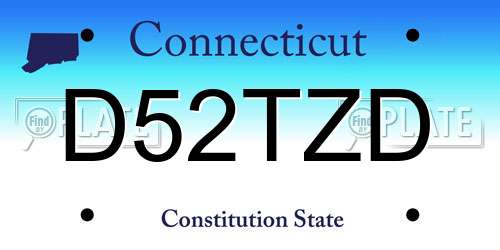 D52TZD Connecticut License Plate