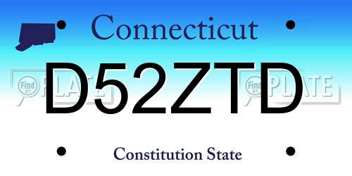 D52ZTD Connecticut License Plate
