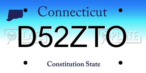 D52ZTO Connecticut License Plate