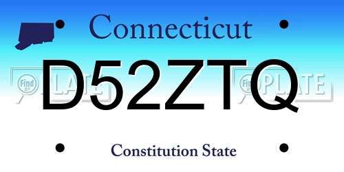 D52ZTQ Connecticut License Plate