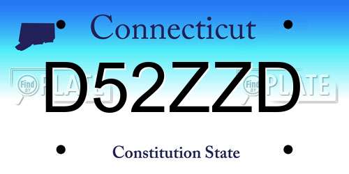 D52ZZD Connecticut License Plate