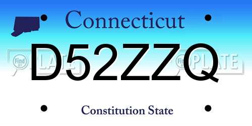 D52ZZQ Connecticut License Plate