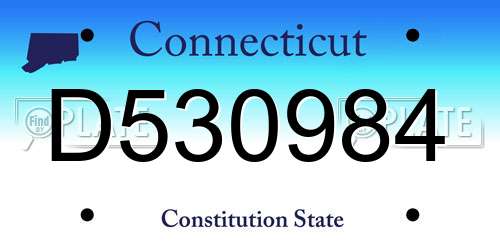 D530984 Connecticut License Plate