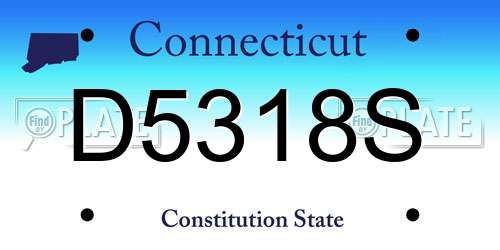 D5318S Connecticut License Plate