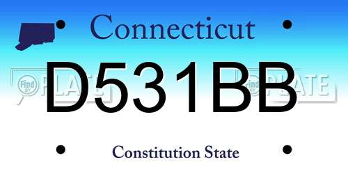 D531BB Connecticut License Plate