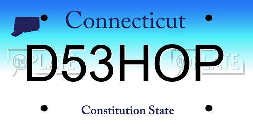 D53HOP Connecticut License Plate