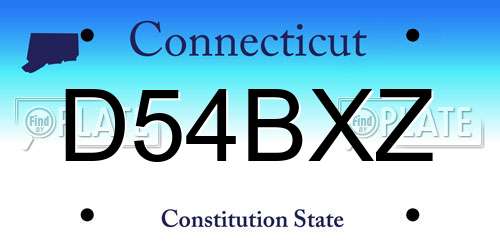 D54BXZ Connecticut License Plate
