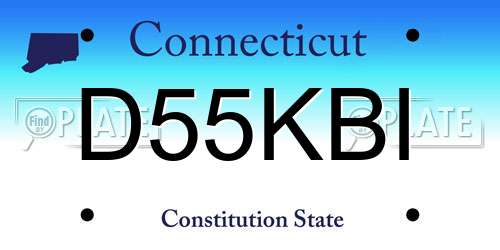 D55KBI Connecticut License Plate
