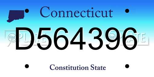 D564396 Connecticut License Plate