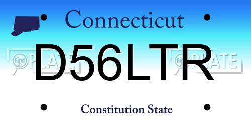 D56LTR Connecticut License Plate