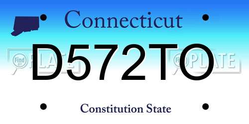 D572TO Connecticut License Plate