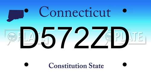 D572ZD Connecticut License Plate