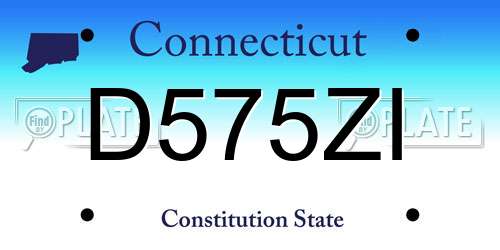 D575ZI Connecticut License Plate