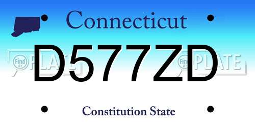D577ZD Connecticut License Plate