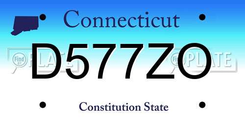 D577ZO Connecticut License Plate