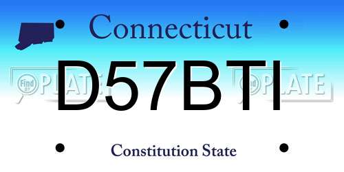 D57BTI Connecticut License Plate