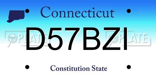 D57BZI Connecticut License Plate