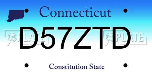 D57ZTD Connecticut License Plate