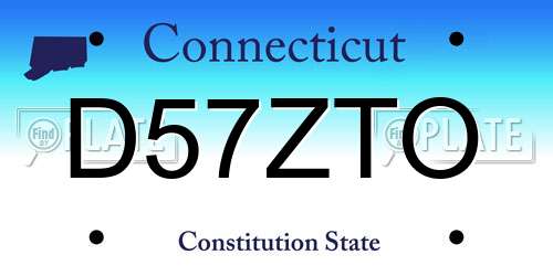 D57ZTO Connecticut License Plate