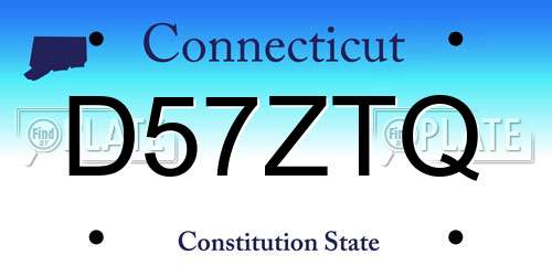 D57ZTQ Connecticut License Plate