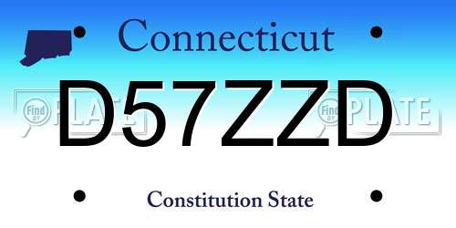 D57ZZD Connecticut License Plate