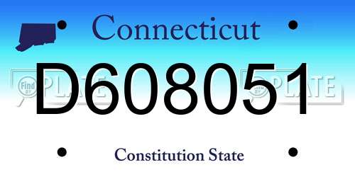 D608051 Connecticut License Plate